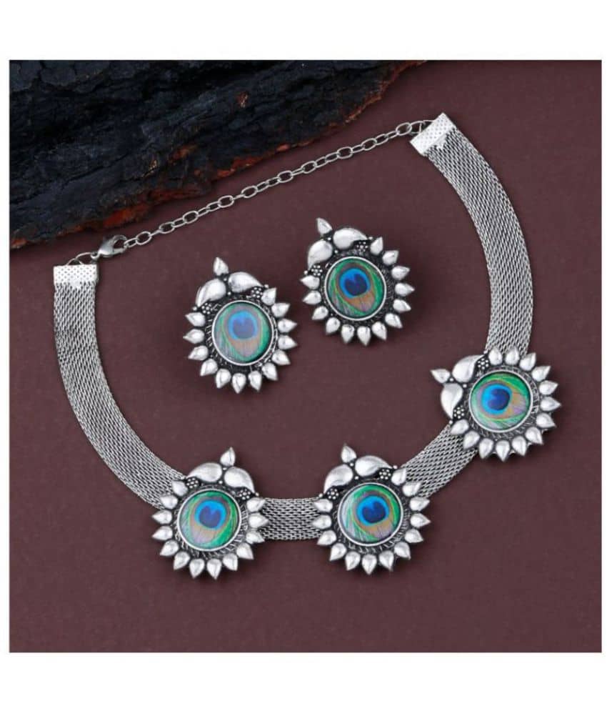 PUJVI - Silver Alloy Necklace Set ( Pack of 1 )