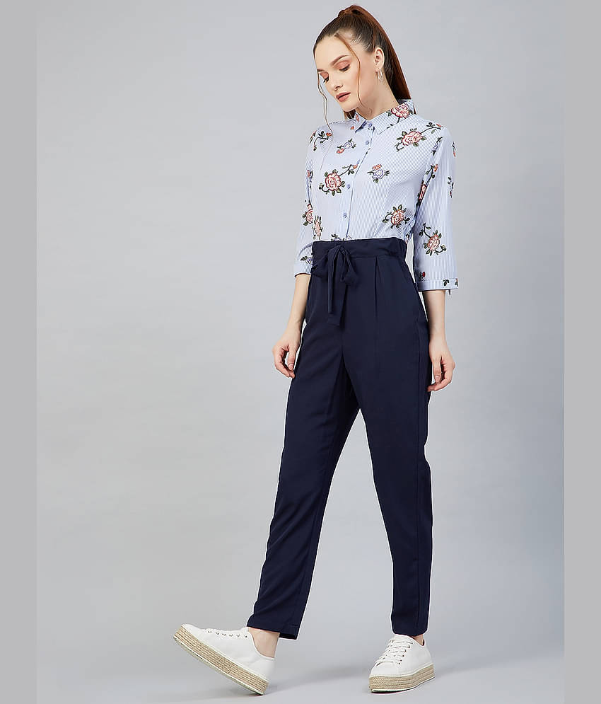 Rare - Light Blue Polyester Regular Fit Women's Jumpsuit ( Pack of 1 )