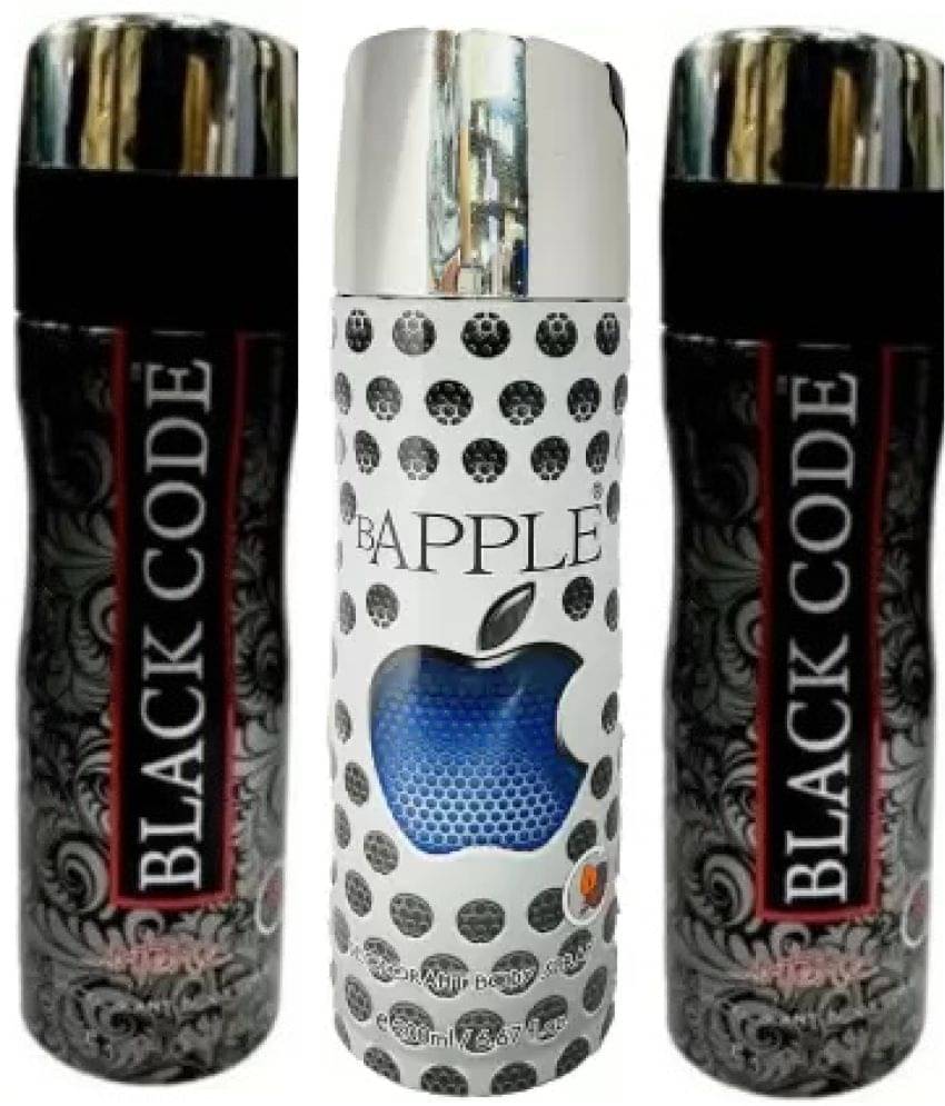     			St Louis 2 BLACK CODE , 1 BAPPLE DEODORANT , 200ML EACH (PACK OF 3) Body Spray - For Men & Women