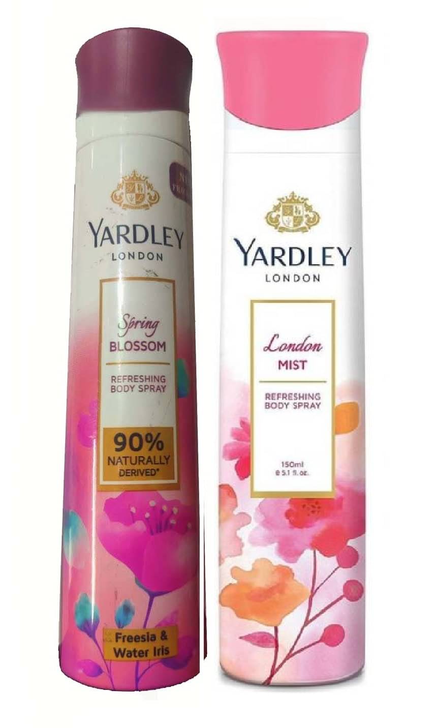     			YARDLEY LONDON 1 SPRING BLOSSOM 1 LONDON MIST BODY SPRAY 150 ML EACH, PACK OF 2 .
