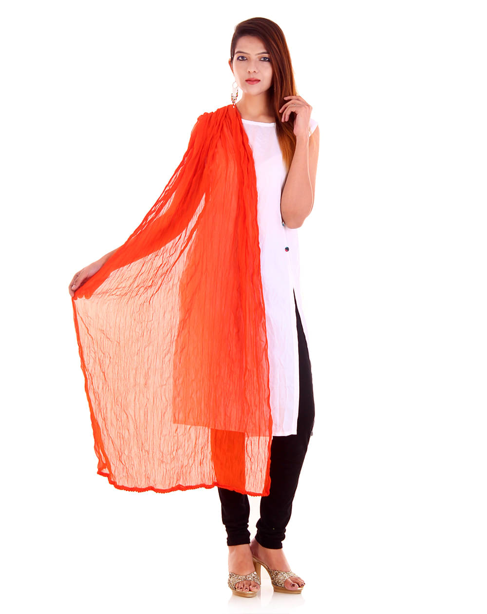 Apratim Orange Chiffon Dupatta - Single Apratim Orange Chiffon Dupatta - Single
