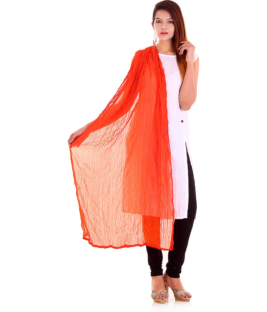 Apratim Orange Chiffon Dupatta - Single - Dupattas & Shawls | Buy online on ZillyBuy