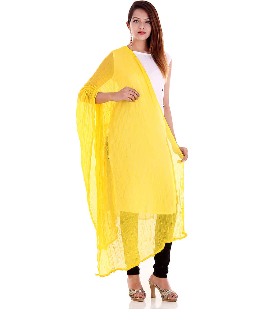 Apratim Yellow Chiffon Dupatta - Single - Dupattas & Shawls | Buy online on ZillyBuy