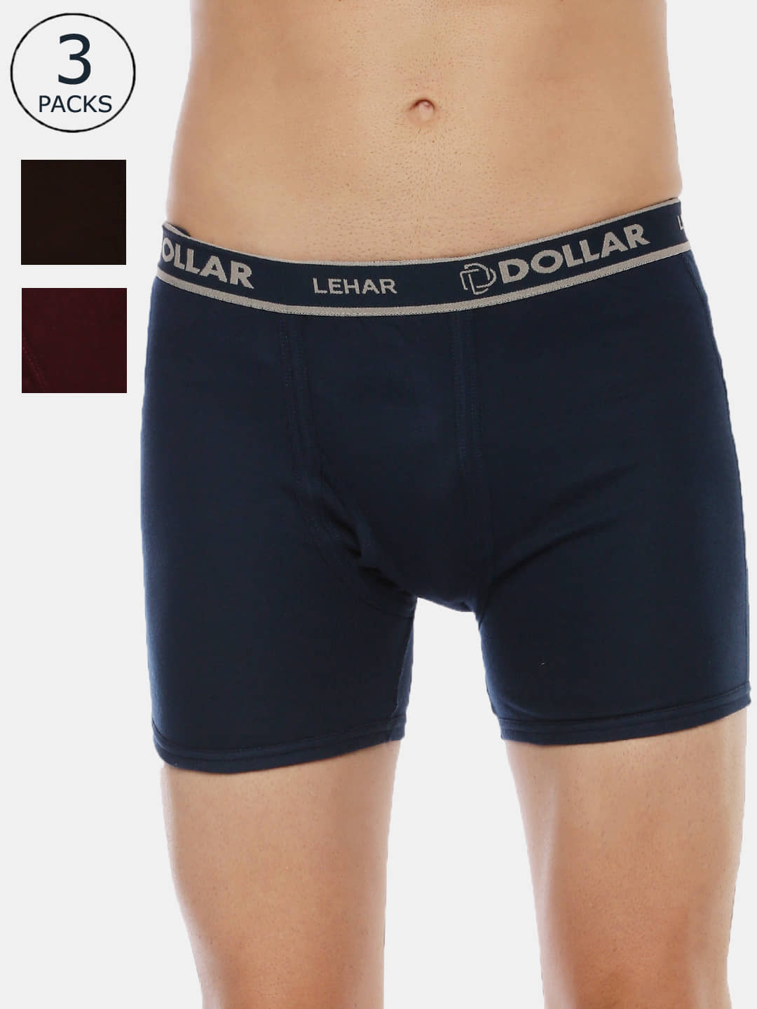 Dollar Lehar Mens Combed Cotton Trunk - Pack of 3 - (Colour May Vary)