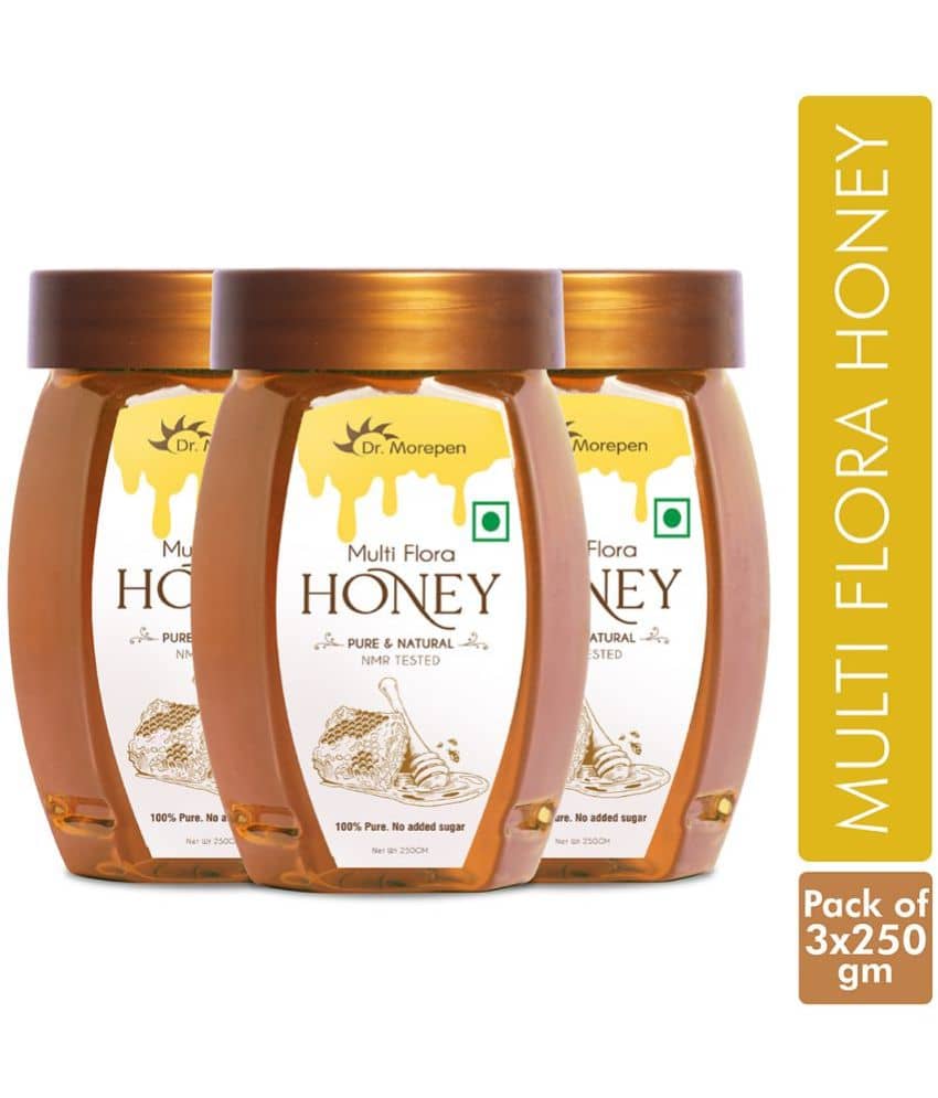 Dr. Morepen Pure & Natural Multi Flora Honey 100% Pure No Added Sugar |NMR Tested Pack of 3 (750g)
