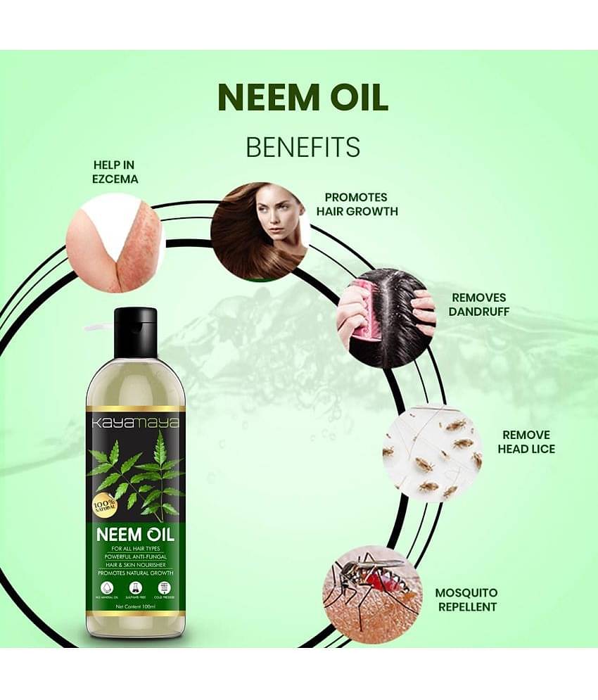 Kayamaya 100% Pure Neem Oil for Hair & Skin Oil 100 mL Pack of 3