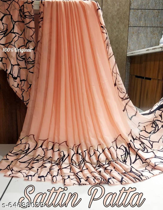 Sitanjali Satin Printed Saree With Unstitched Blouse Piece ( Peach ) Sitanjali Satin Printed Saree With Unstitched Blouse Piece ( Peach )