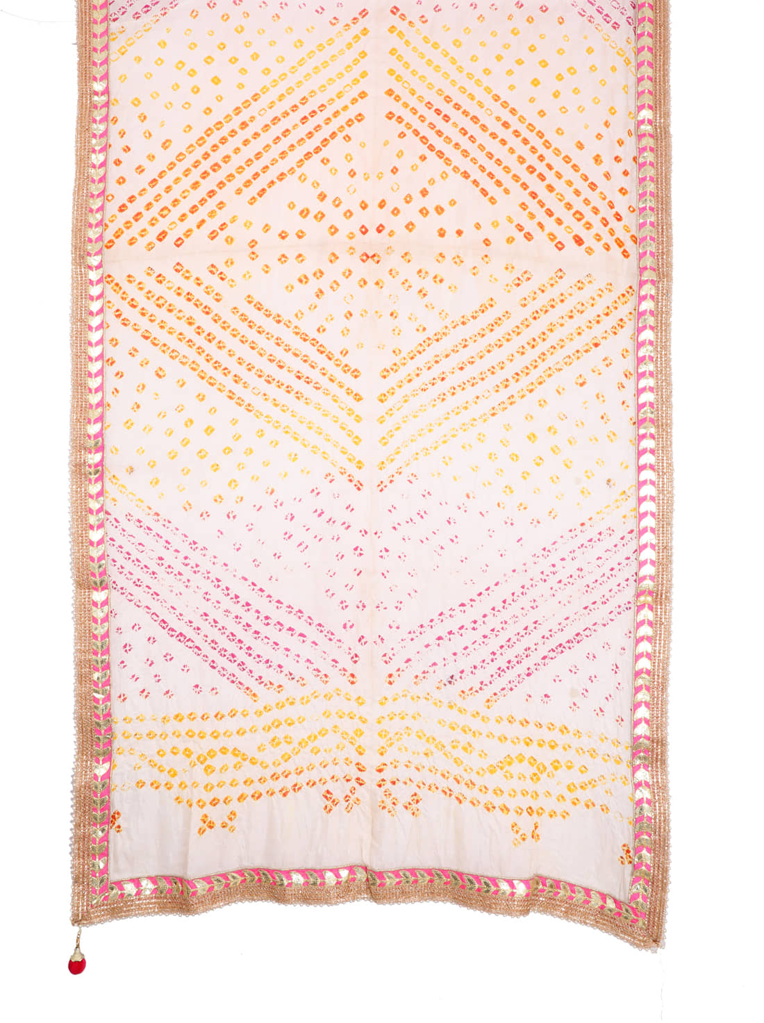 Apratim Beige Art Silk Bandhej Dupatta - Single - Dupattas & Shawls | Buy online on ZillyBuy