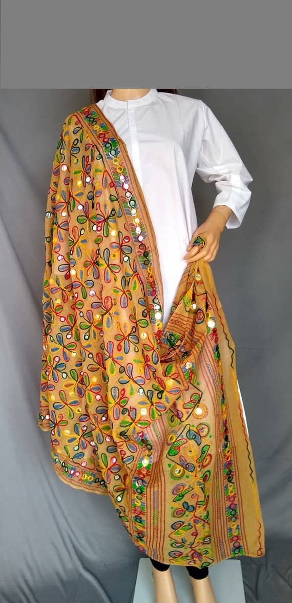 Apratim Beige Cotton Aari Embroidered Dupatta - Single - Dupattas & Shawls | Buy online on ZillyBuy