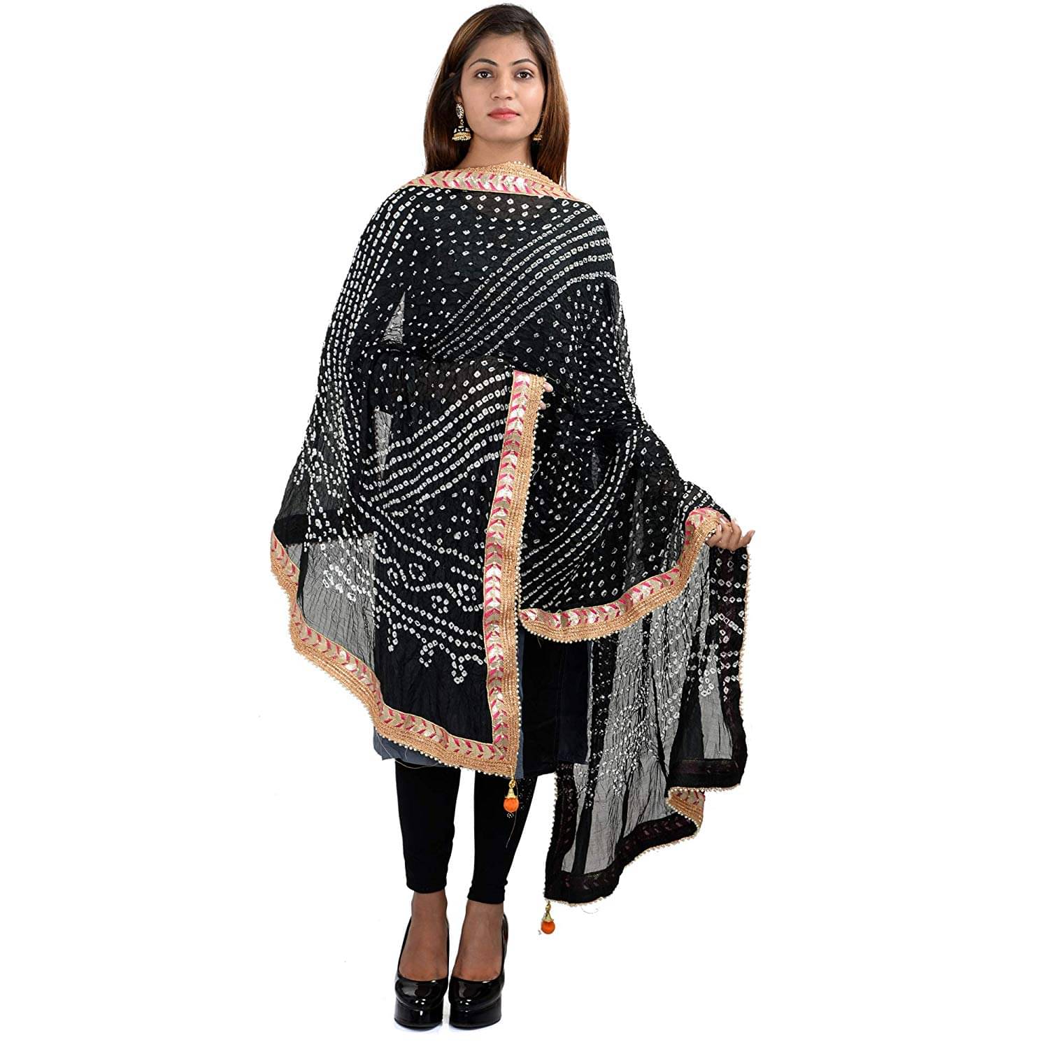Apratim Black Art Silk Dupatta - Single Apratim Black Art Silk Dupatta - Single