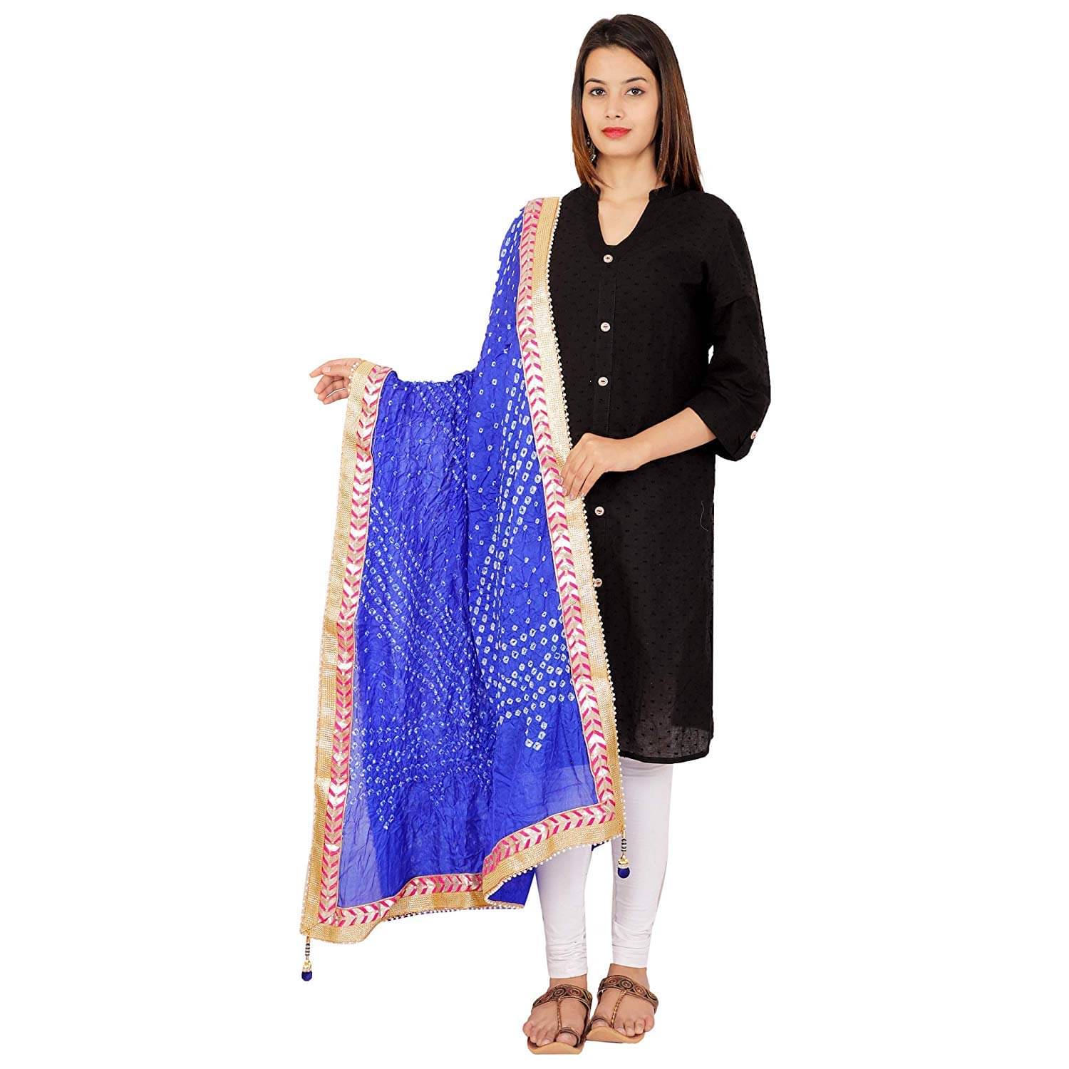 Apratim Blue Art Silk Bandhej Dupatta - Single Apratim Blue Art Silk Bandhej Dupatta - Single