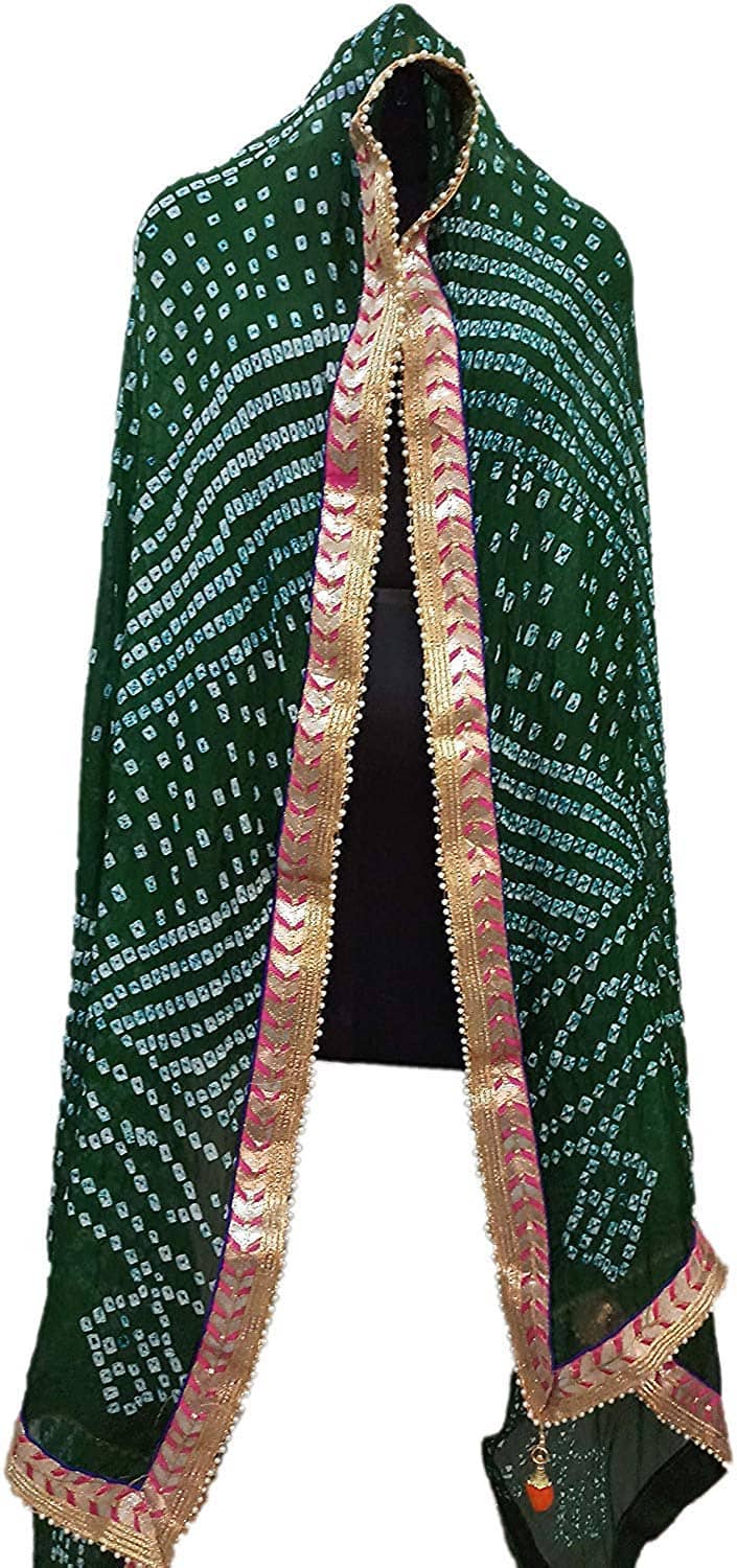 Apratim Green Art Silk Bandhej Dupatta - Single - Dupattas & Shawls | Buy online on ZillyBuy