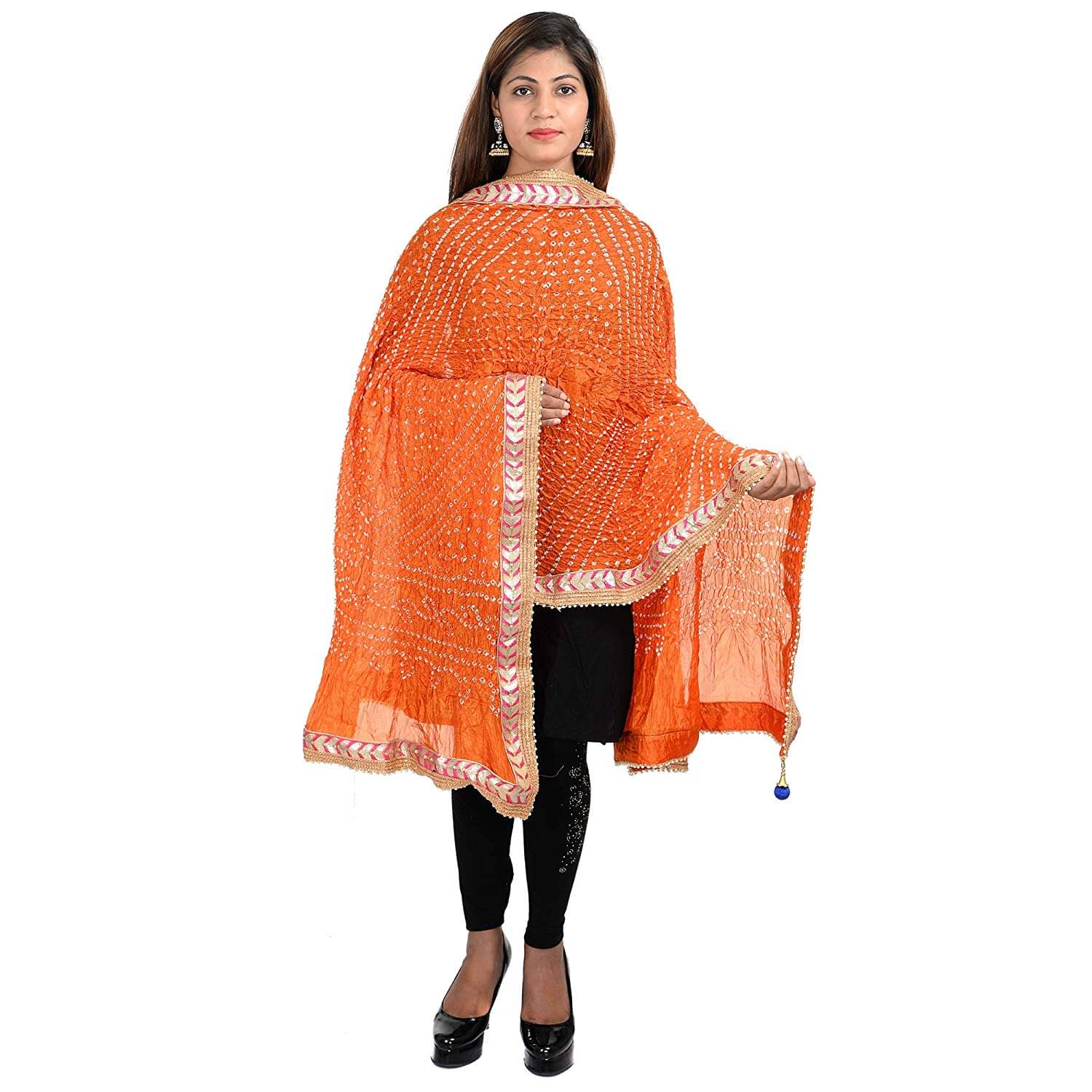 Apratim Orange Art Silk Bandhej Dupatta - Single Apratim Orange Art Silk Bandhej Dupatta - Single