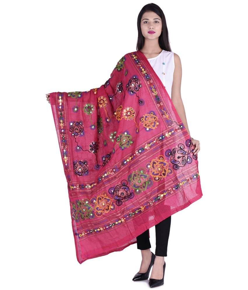 Apratim Pink Cotton Bandhej Dupatta - Single Apratim Pink Cotton Bandhej Dupatta - Single