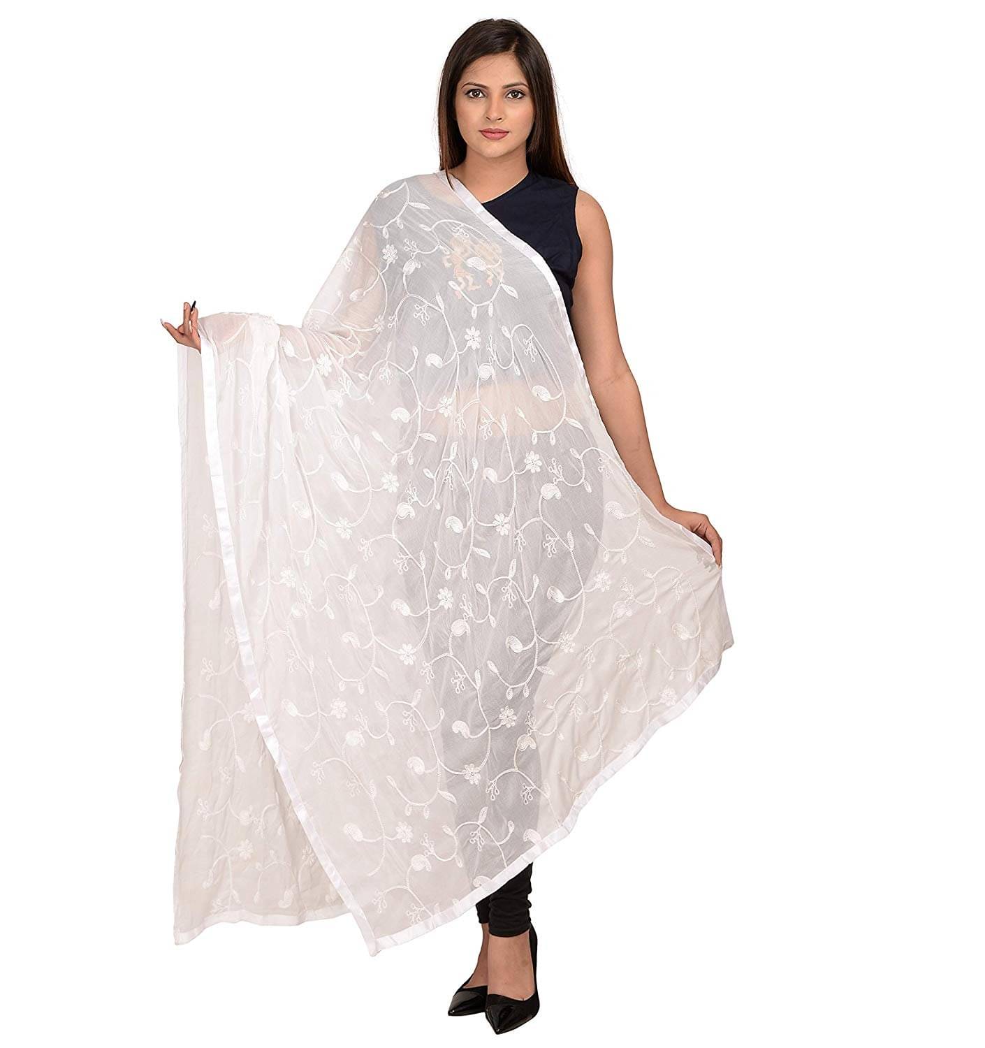 Apratim White Chiffon Dupatta - Single Apratim White Chiffon Dupatta - Single