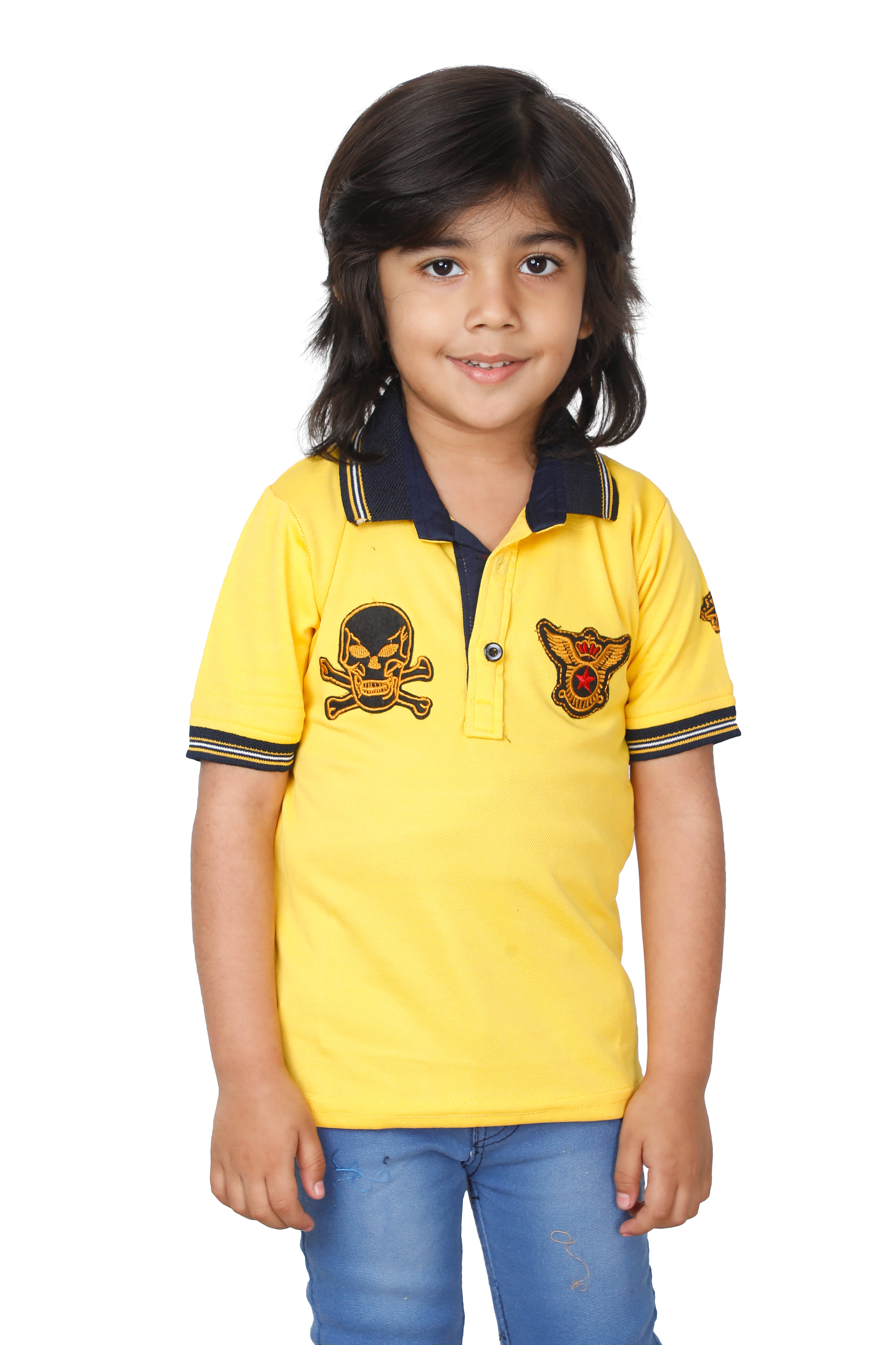 Fourfolds Pack of 1 Boys Cotton Blend T-Shirt ( Yellow )