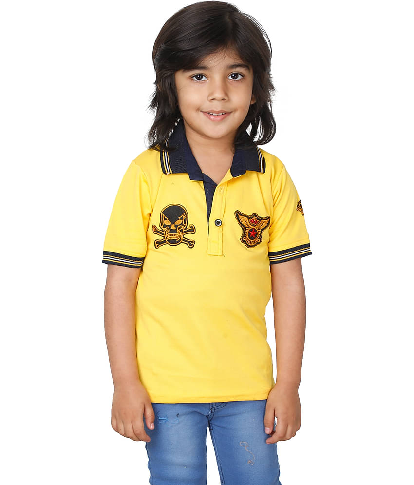 Fourfolds Pack of 1 Boys Cotton Blend T-Shirt ( Yellow )