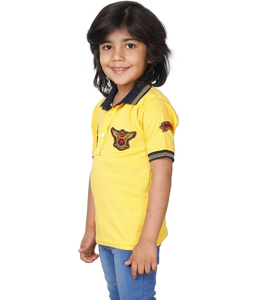 Fourfolds Pack of 1 Boys Cotton Blend T-Shirt ( Yellow )