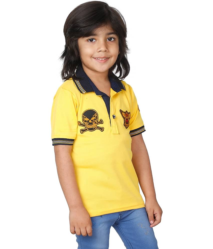 Fourfolds Pack of 1 Boys Cotton Blend T-Shirt ( Yellow )