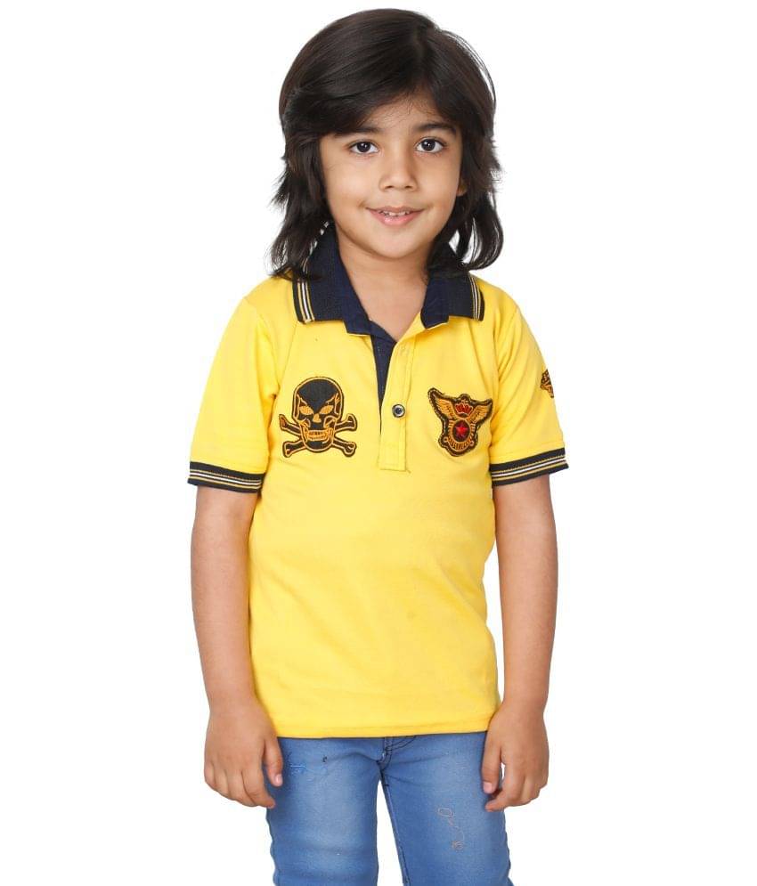     			Fourfolds Pack of 1 Boys Cotton Blend T-Shirt ( Yellow )