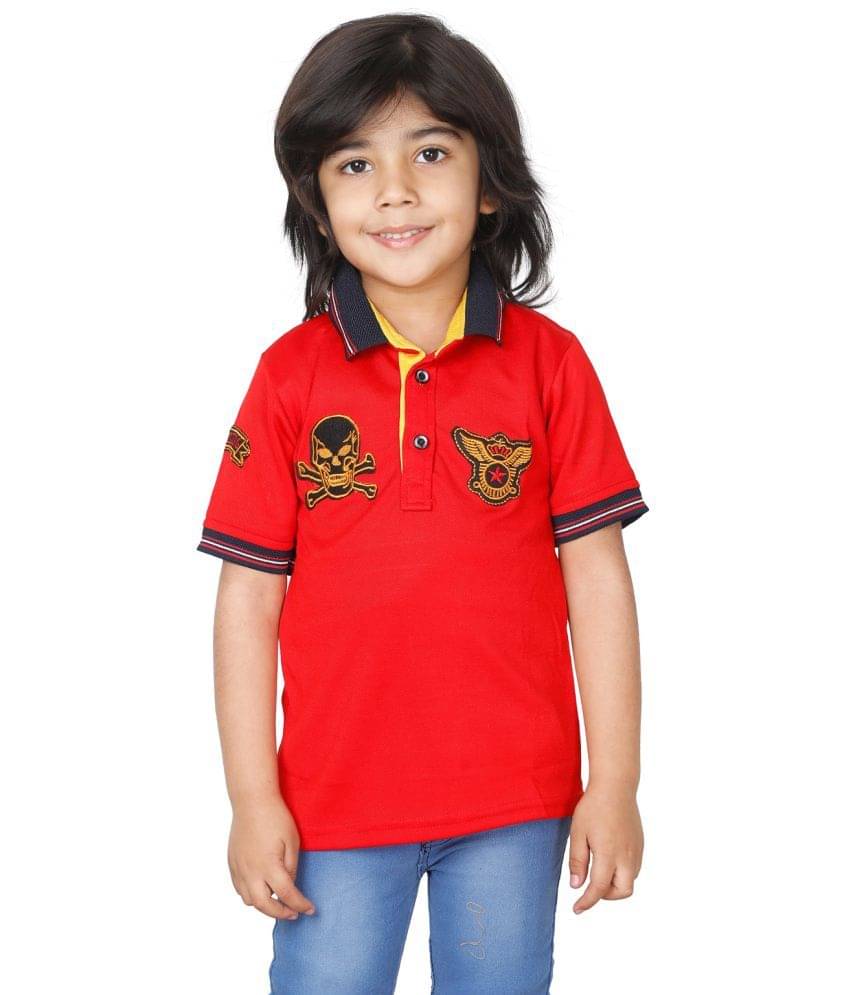     			Fourfolds Pack of 5 Boys Cotton Blend T-Shirt ( Red )