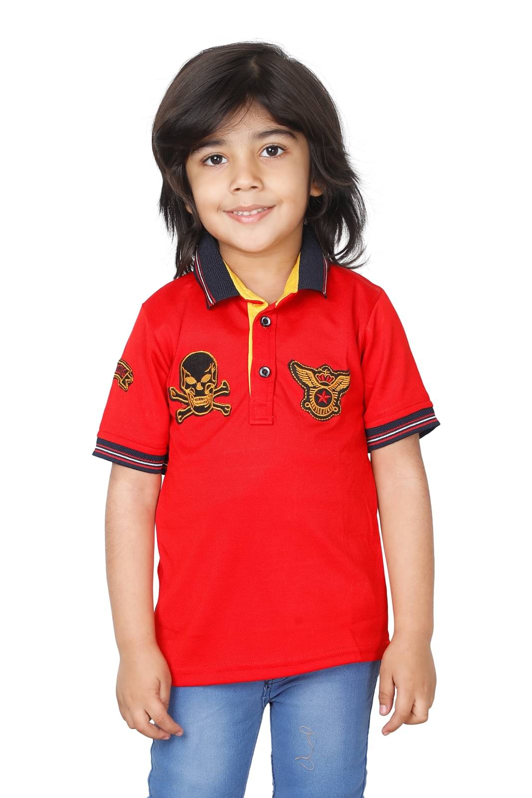     			Fourfolds Pack of 1 Boys Cotton Blend T-Shirt ( Red )