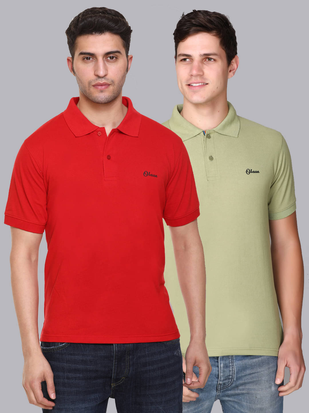 OBAAN Pack of 2 Cotton Blend Regular Fit Solid Half Sleeves Men's Polo T Shirt ( Red ) OBAAN Pack of 2 Cotton Blend Regular Fit Solid Half Sleeves Men's Polo T Shirt ( Red )