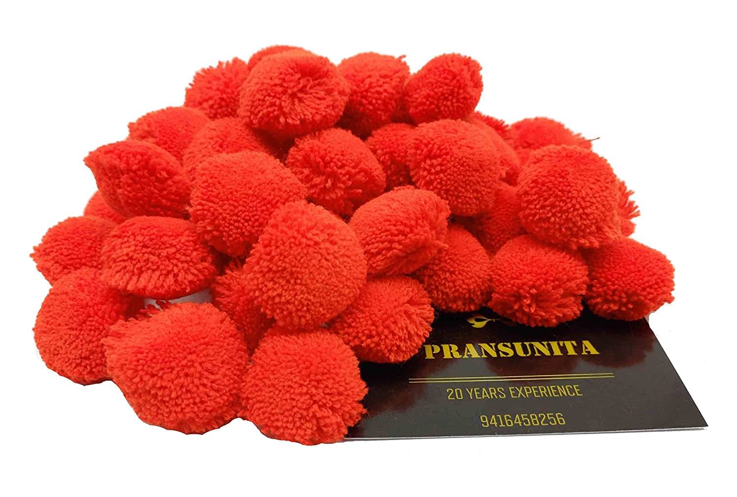     			PRANSUNITA Original Pom Pom Wool Balls, Big Size -35 mm (3.5 cm) Used in Jewellery & Toran Making, Macrame Art, Decorations, Dresses, School Projects, etc, Pack of 50 pcs- Color - Red