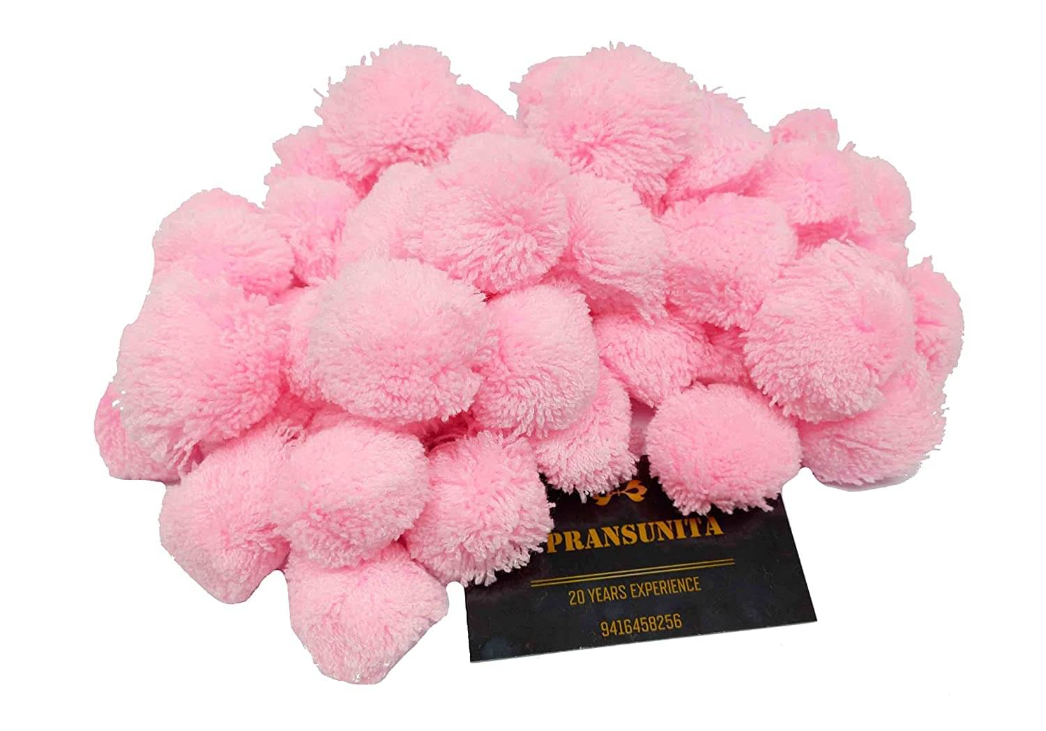     			PRANSUNITA Original Pom Pom Wool Balls, Big Size -35 mm (3.5 cm) Used in Jewellery & Toran Making, Macrame Art, Decorations, Dresses, School Projects, etc, Pack of 50 pcs- Color - Pink
