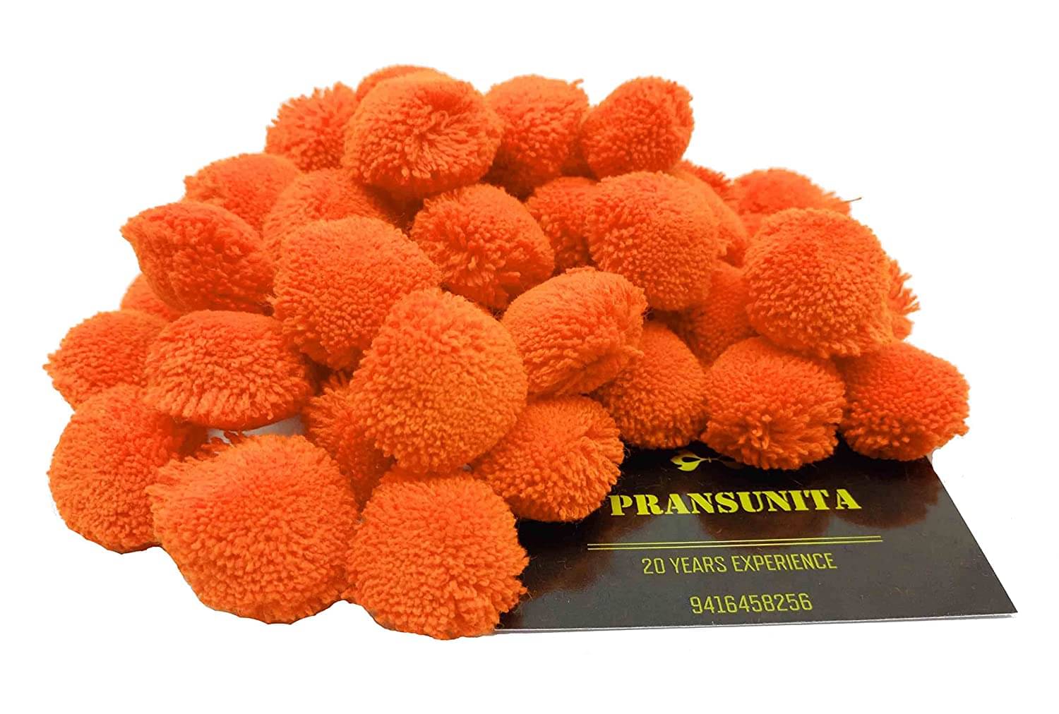     			PRANSUNITA Original Pom Pom Wool Balls, Big Size -35 mm (3.5 cm) Used in Jewellery & Toran Making, Macrame Art, Decorations, Dresses, School Projects, etc, Pack of 50 pcs- Color - Orange