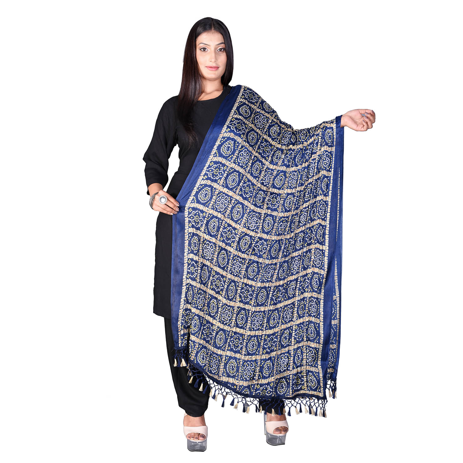     			Raj Blue Art Silk Bandhej Dupatta - Single
