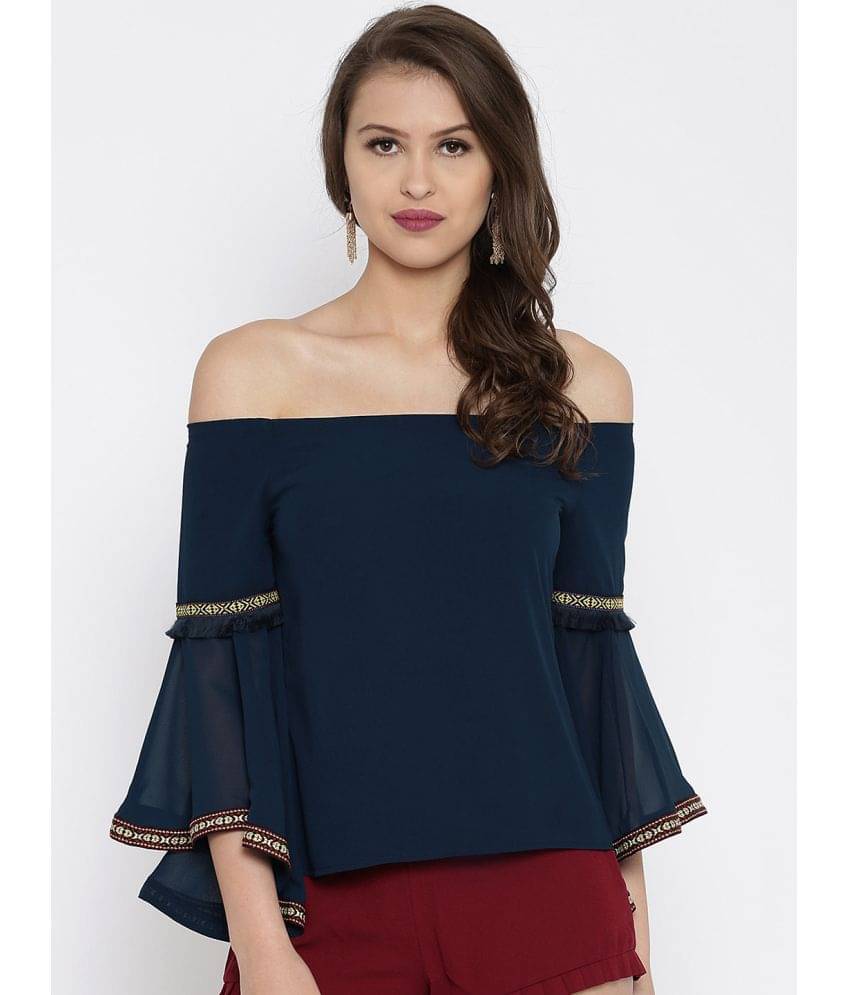 Rare Women's Georgette Regular Top ( Navy ) Rare Women's Georgette Regular Top ( Navy )