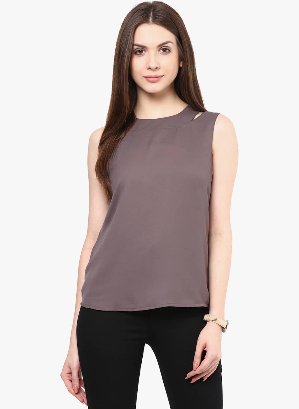 Rare Women's Georgette Regular Top ( Grey )