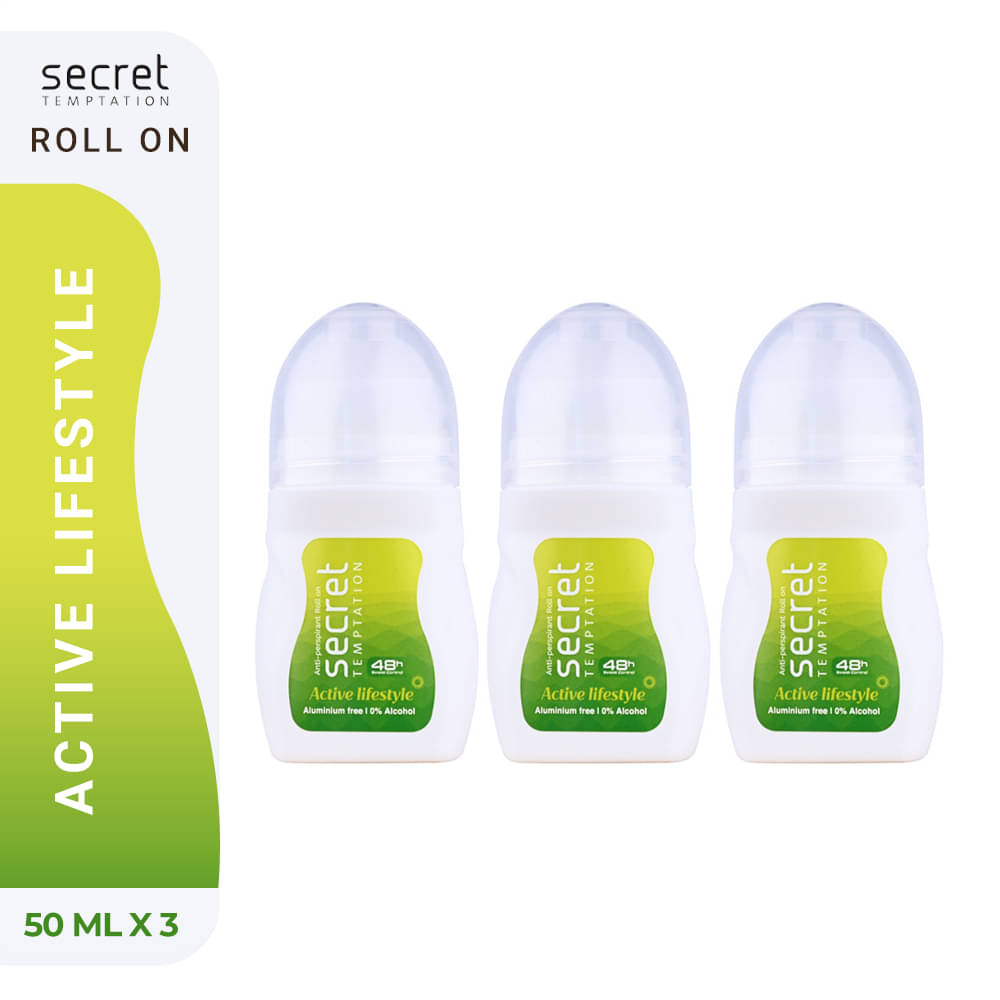     			secret temptation Active Lifestyle Roll-on Pack of 3 Deodorant Roll-on - For Women (150 ml, Pack of 3)