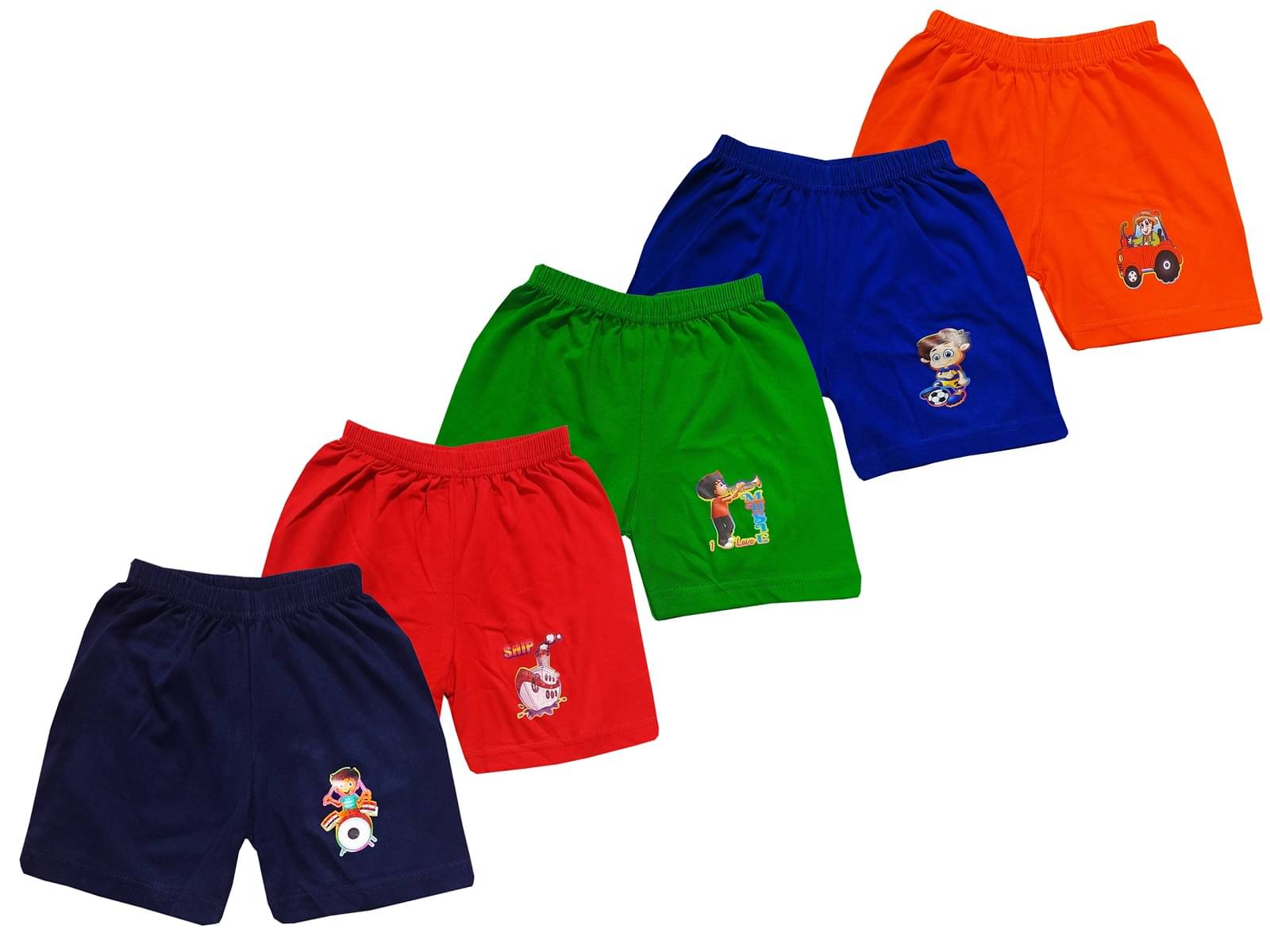     			LITTLE PANDA Pack of 5 100% Cotton Shorts For Boys ( Multi Color )