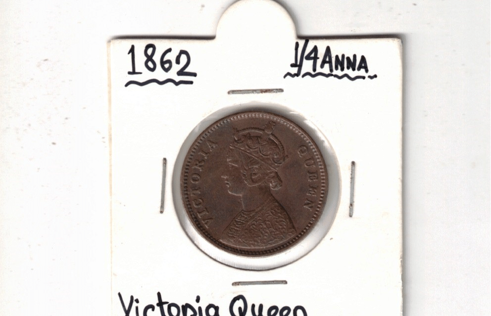     			1862 India Quarter Anna Queen Victoria Super World Coin  AUNC BEST GRADE   CONDITION