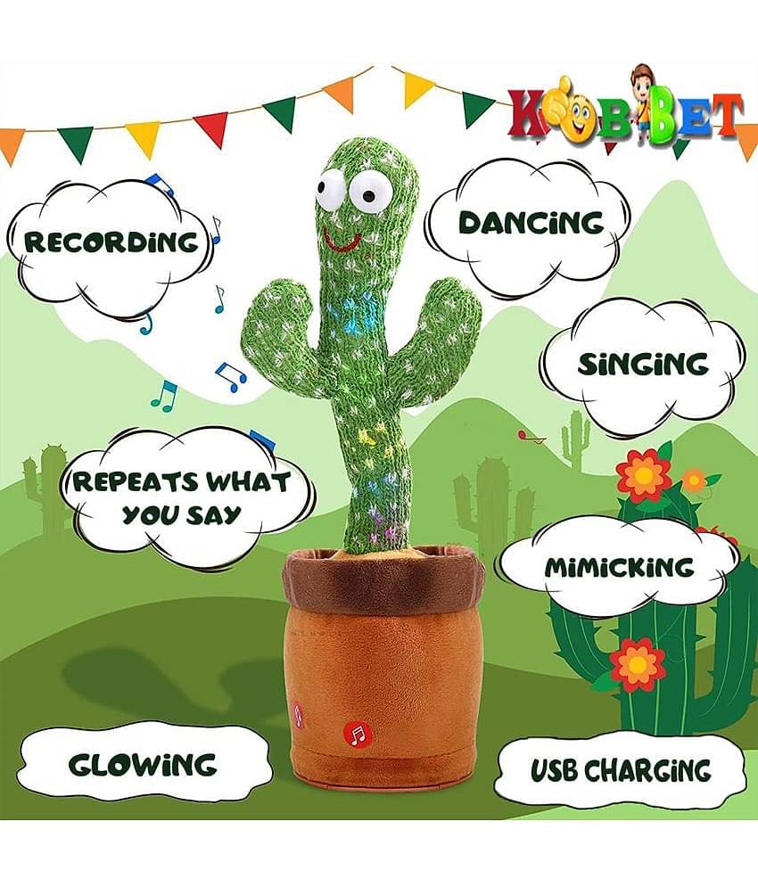 Dancing Cactus Toy, Talking Repeat Singing Sunny Cactus Toy 120 Songs for Baby + Record Your Sound, Sing+ Repeat+ Dancing+ Recording+ LED plant