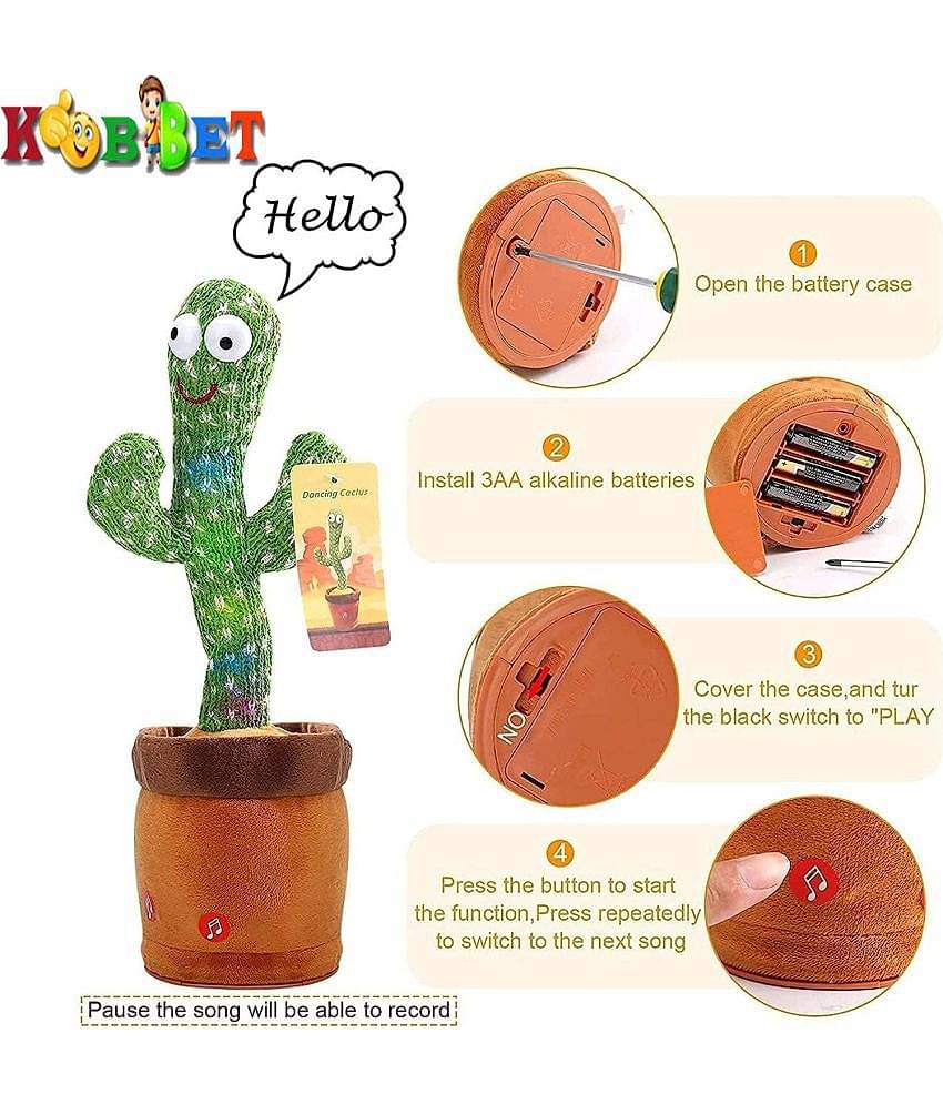 Dancing Cactus Toy, Talking Repeat Singing Sunny Cactus Toy 120 Songs for Baby + Record Your Sound, Sing+ Repeat+ Dancing+ Recording+ LED plant