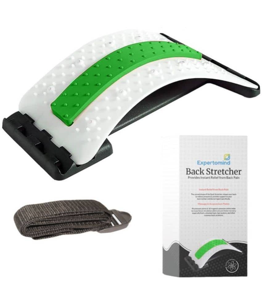 Expertomind Back Stretcher Green | Back Pain Relief & Posture Support | With Chair Strap | Durable ABS Material | 96 Pressure & 10 Magnetic Points