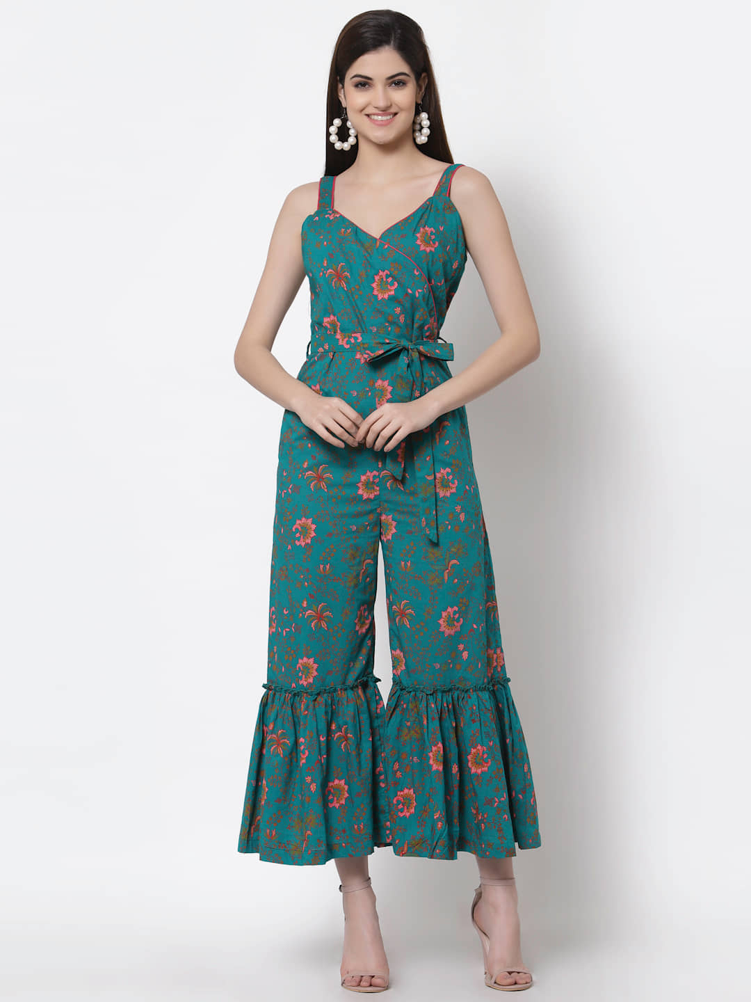 Kbz - Teal 100% Cotton Regular Fit Women's Jumpsuit ( Pack of 1 )
