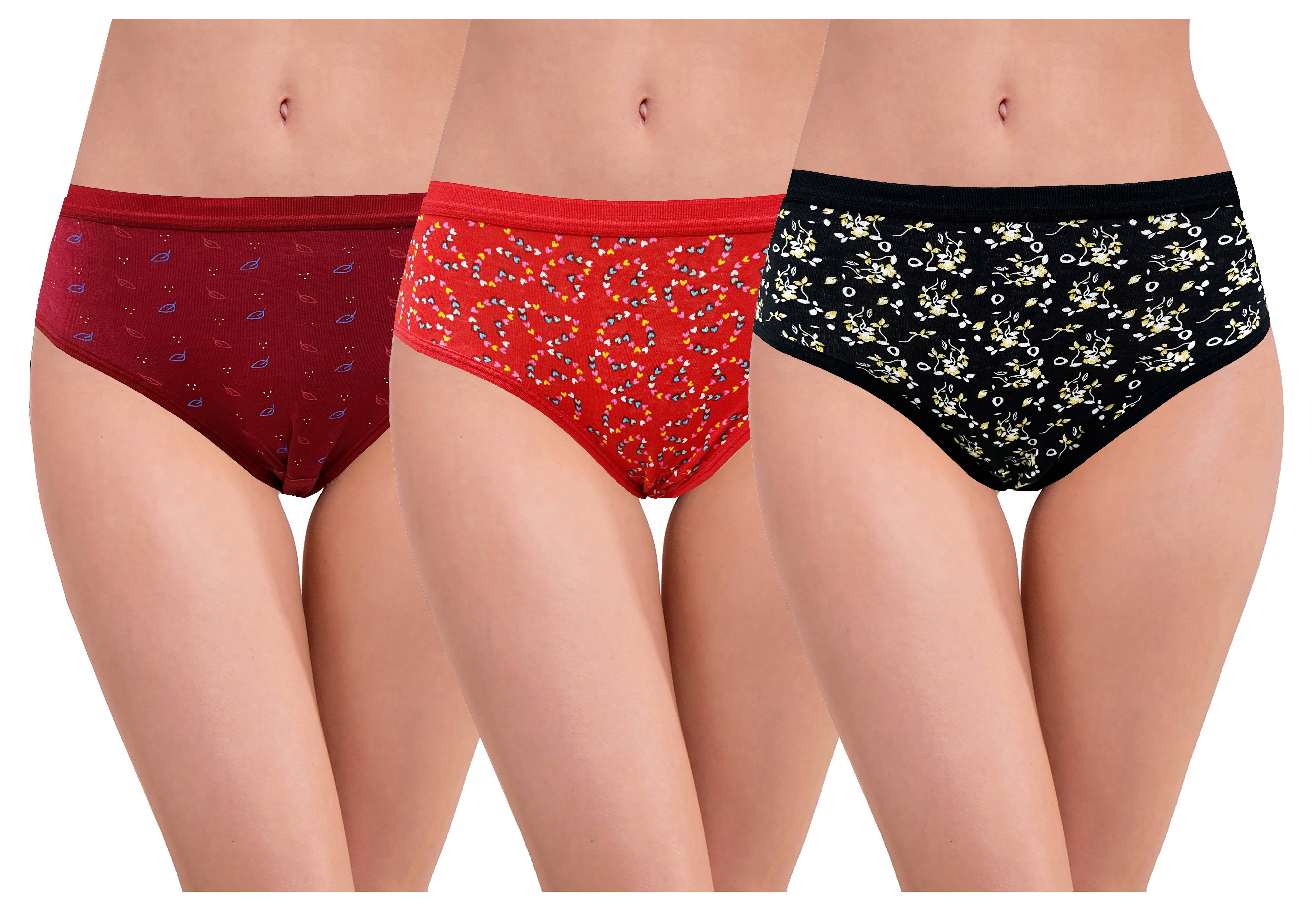 RC. ROYAL CLASS Pack of 3 Cotton Women's Hipsters ( Multi Color )