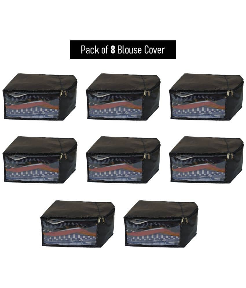 Sh Nasima Blouse Covers Organizer Non Woven Blouse Storage Bag With Transparent Window Black less pack Of 8