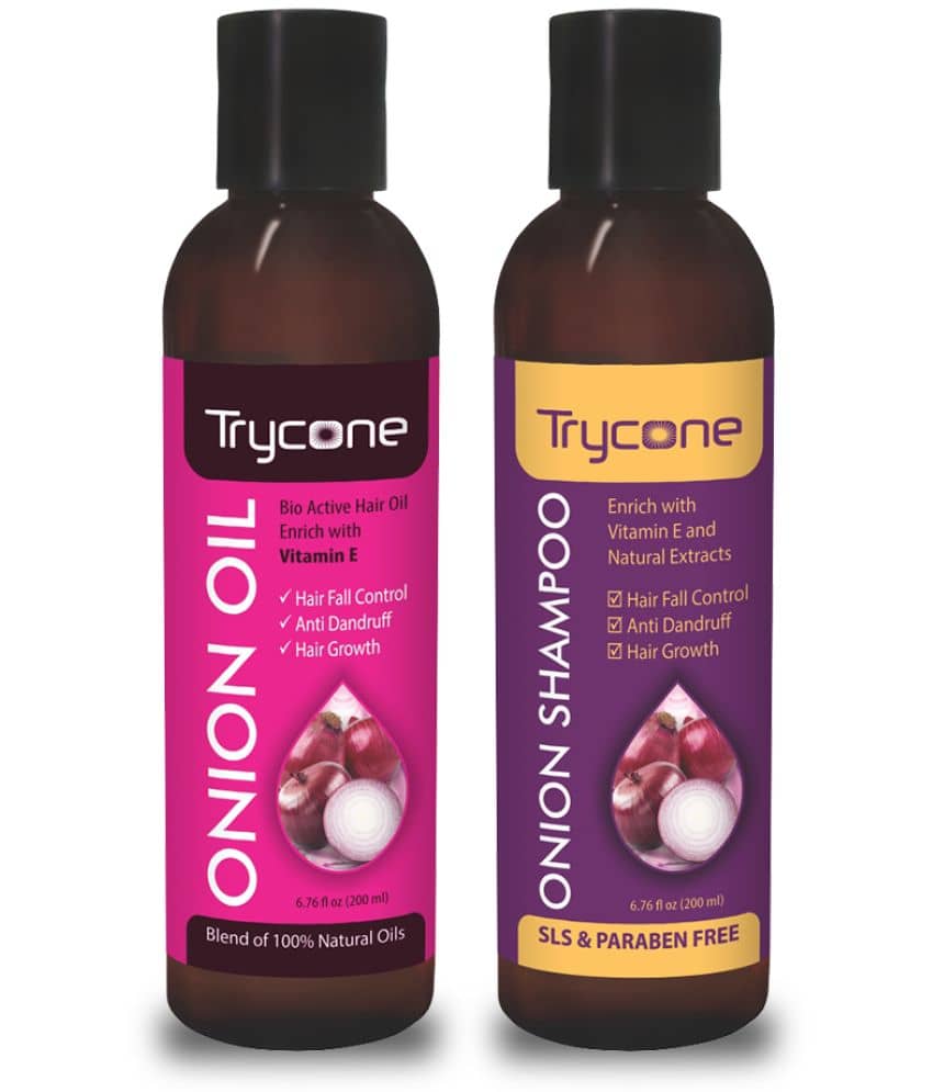 Trycone Onion Hair Oil and Onion Shampoo combo for Hair Fall & Dandruff Control - Pack of 2 Products