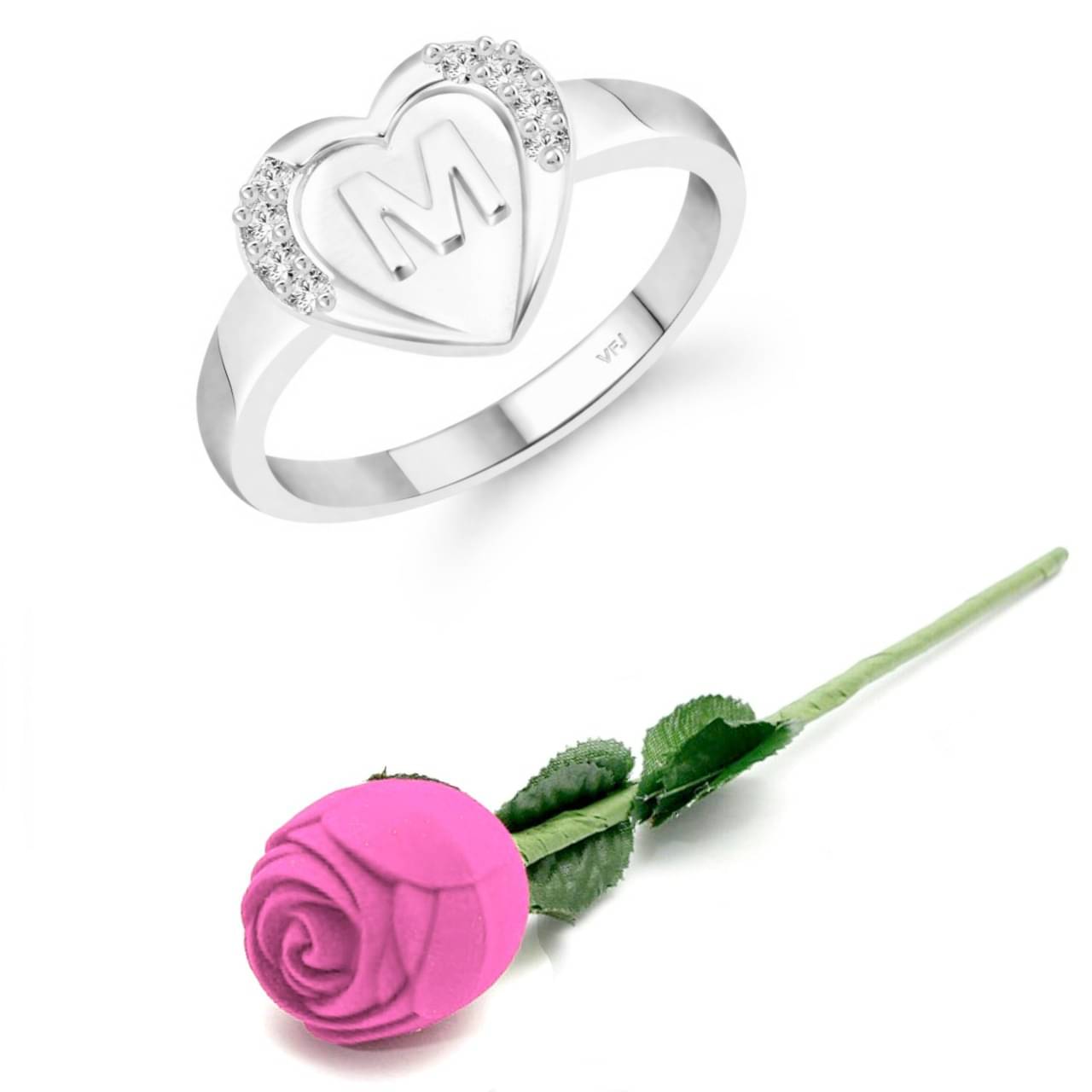     			Valentine Initial '' M '' Letter in heart ring alphabet for women and Girls