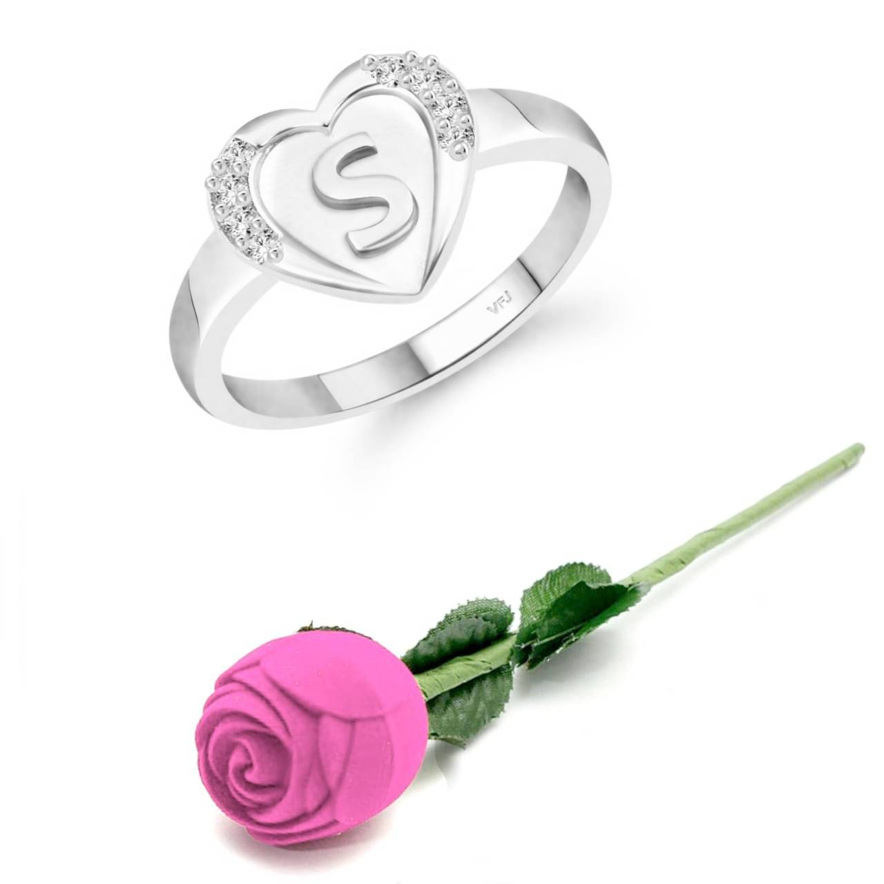    			Valentine Initial '' S '' Letter in heart ring alphabet for women and Girls