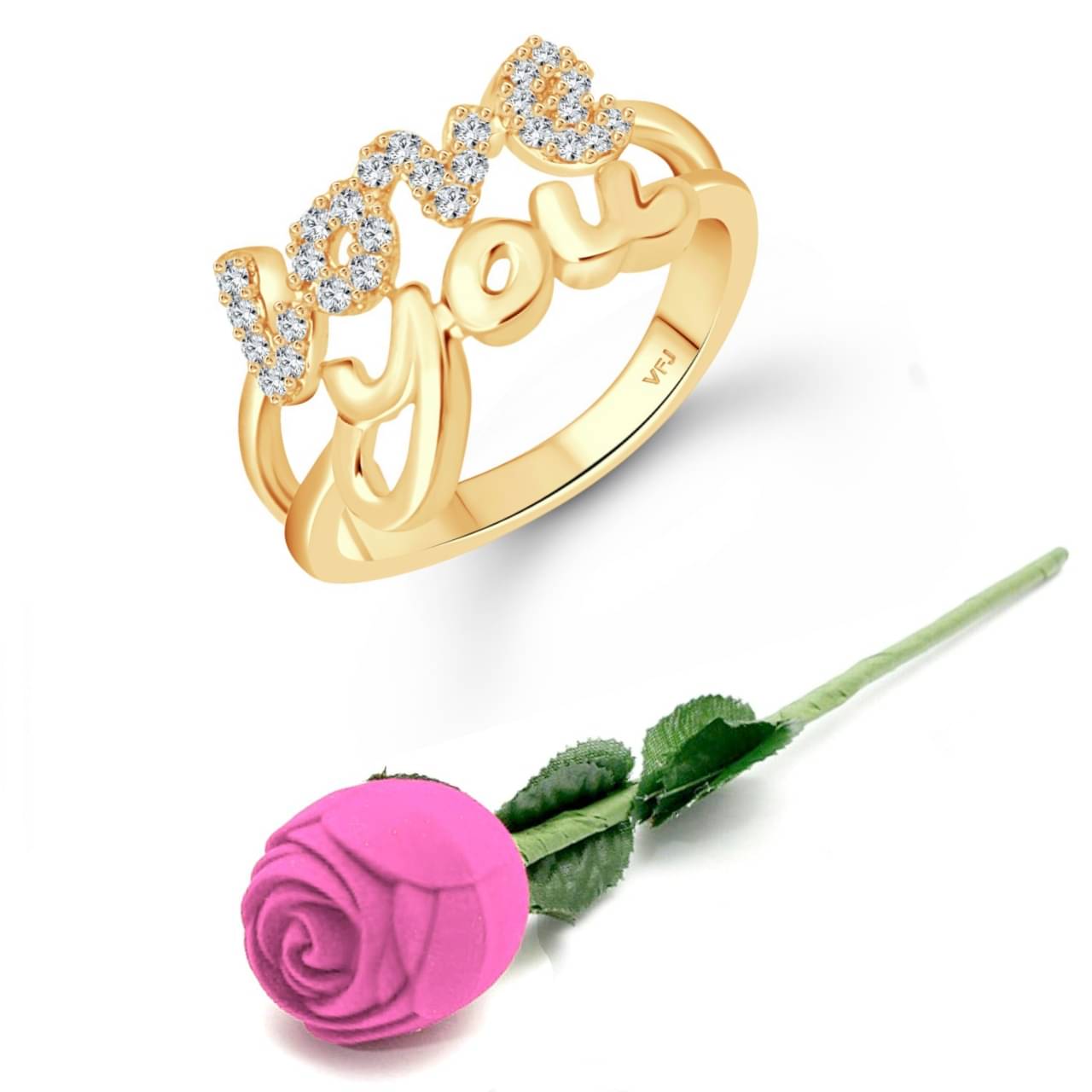 Valentine message Love (CZ) Gold Plated Ring Valentine message Love (CZ) Gold Plated Ring