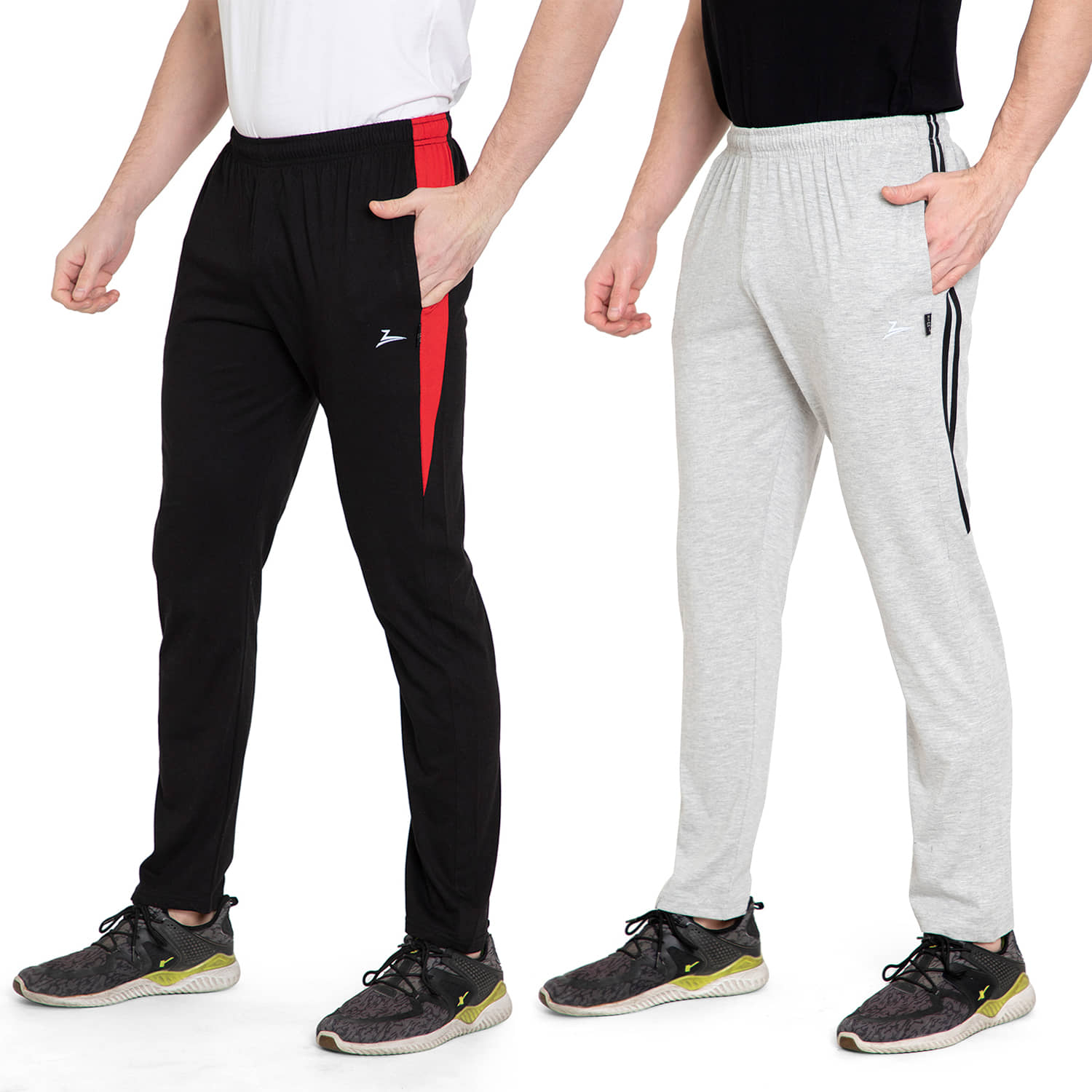 Zeffit Solid Men Black, Grey Track Pants (Pack Of 2 ) - Track Pants | Buy online on ZillyBuy