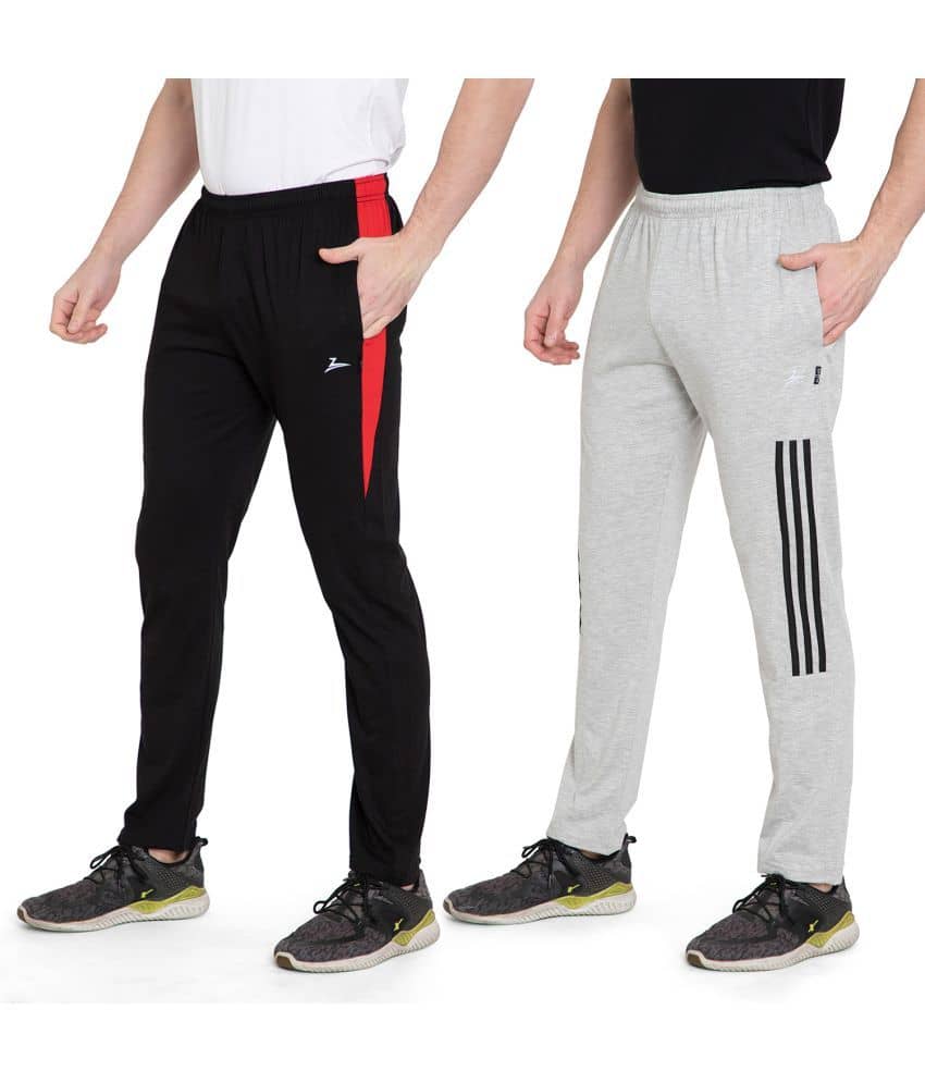 Zeffit Solid Men Black, Grey Track Pants (Pack Of 2 ) - Track Pants | Buy online on ZillyBuy