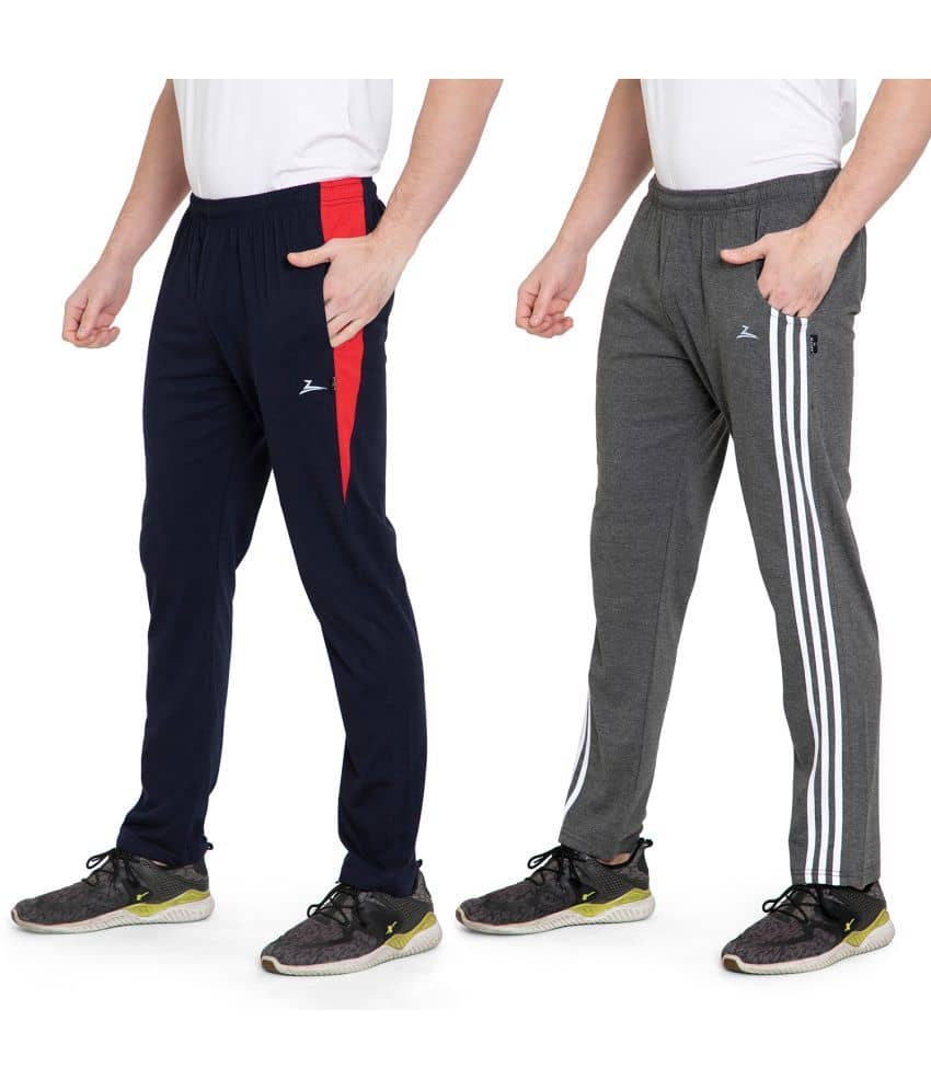 Zeffit Solid Men Navy, Grey Track Pants (Pack Of 2 ) - Track Pants | Buy online on ZillyBuy