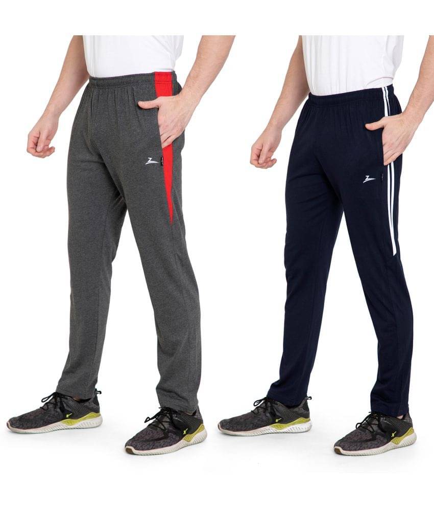 Zeffit Solid Men Navy, Grey Track Pants (Pack Of 2 ) Zeffit Solid Men Navy, Grey Track Pants (Pack Of 2 )